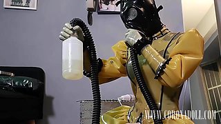 3 layers Latex 3 layers gloves Gasmask Self-bondage