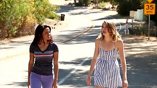 Ebony Lesbian Hitchhiker #06 Scene with Aria Salazar - Interracial Lesbian sex