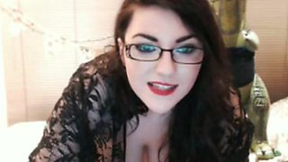 Sultry brunette with enormous juggs teases and masturbates on livecam