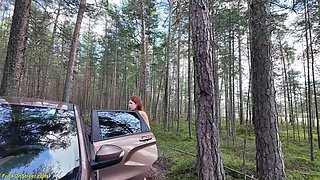 Teen Surprised While Masturbating in the Car