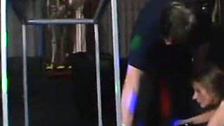 Humiliating tits squeezing dildo penetrated