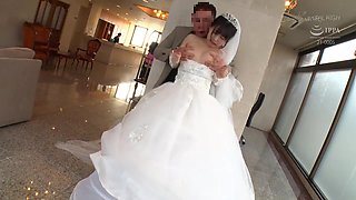 Japanese Babe bride taking photo shoot & end up having sex with a stranger