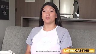 Big Natural Tits Latina Gets Rough Face Fuck and Deep Throat by Huge White Cock