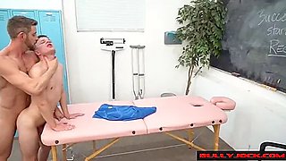 Coach Barebacks Jock In The Locker Room