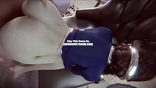 Hot D.Va Teen Gets Her Pussy Stretched And Filled With Cum - 3D Gameplay