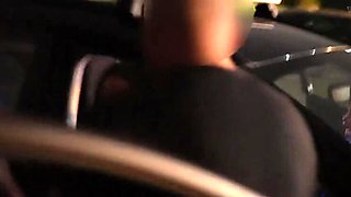 Amateur Italian Brunette Gets Gangbanged by Three Cocks in Public Parking Lot Car Sex