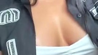 Brunette Amateur Flashes Her Titties In Public