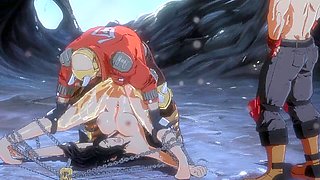 Sultry girl gets tied up in public for pleasure in a hentai porn game