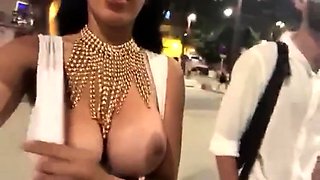 Katrina Moreno Shows huge tits in public