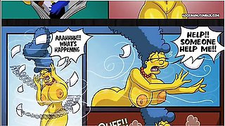 Car Toon - The Simpsons - Marge Erotic Fantasies - 2 Big Cocks In Both Holes Dp Anal