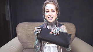 Anuskatzz grabs her cold, stainless steel toy and slides it deep into her tight ass