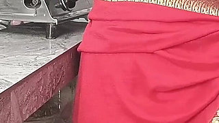 In the Kitchen, the Brother-in-law Made the Beautiful Sister-in-law in Red Saree Do the Doggy Style and Fucked Her.