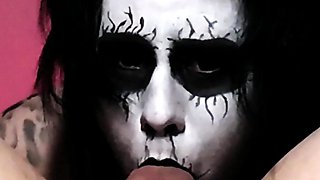Black Metal Goth Deepthroats so Good That She Gets Two Throatpies