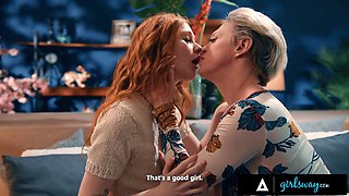 Hot Redhead Scarlet Skies Gets Tied Up & Rough Facefucked by Femdom Dee Williams