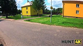 HUNT4K. Redhead babe was really shy to fuck while girlfriend was watching