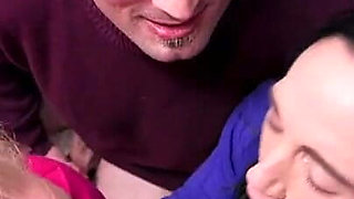 Bi Couples Give Blowjobs in Turtleneck Sweaters