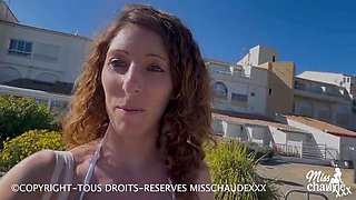 French Amateur Brunette Hardcore Outdoor Threesome - Doggystyle Fucking on Beach with Big Natural Tits and Deep Throat Blowjobs