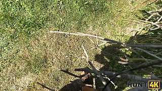 Hunt4k. rough outdoor sex with a pile of sperm inbetween a teenager and an older fellow