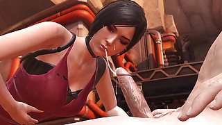 Ada Wong Deephroat Blowjob close up : Resident Evil Parody