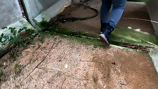 Slapping Her Naked Tits in the Tunel