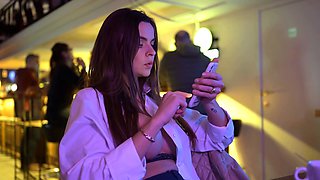 -BralessForever.com- Hotwife Veerle - Flashing in the