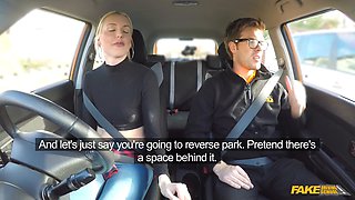 Tall British blonde gets her tight pussy creampied after fake driving lesson with Ryan Ryder & Lexi Lou