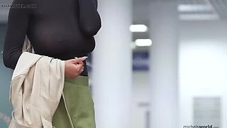 Michel Chloe Braless See Through Outfit Public Flashing German Outdoor HD