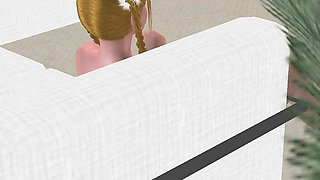 Office Finger Fun: 3D Cartoon Beauty Getting Two‑finger Pussy Play