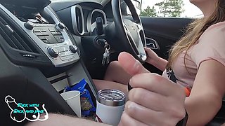 Jane Lotions Dick In The Car!