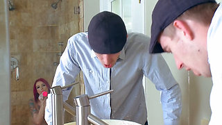 Guy walks into a bathroom and shocked to find people having sex