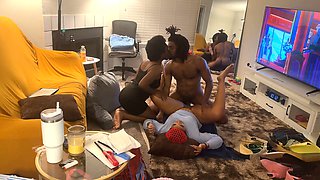 Threesome, ebony ffm threesome, couple making out