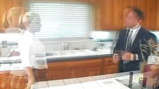 Teen babysitter fucking in the kitchen