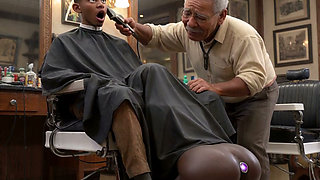 The barbershop is becoming famous because of the new female employees (AI-generated)