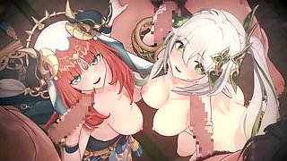 Hentai threesome featuring Nilou from Genshin Impact