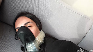 Latina's Punishment Taped Tight, Gagged with Her Socks, and Sniffing Her Own Heel! (4k)