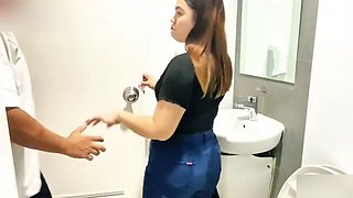 Womans wife fucks with neighbors husband in office toilet