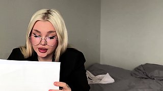 A strict teacher with a big ass, in stockings, taught a
