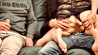 I show off like a whore in front of a friend of my husband and he watches me get fucked. Photo slideshow for you