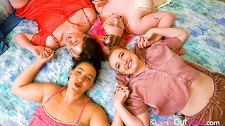 Mischievous Girls Play Spin the Bottle Which Leads to a Hot Lesbian Orgy