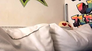 Busty curly brunette with big boobs fucks on couch