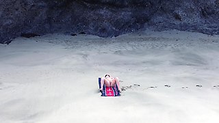 Sensual Nude Beach Goddess Captured by Drone - Ultimate Aerial Beauty
