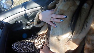 Cheating Wife Goes Fur-coat Shopping with Her Husband's Friend. She Will Suck His Cock Out-door 221