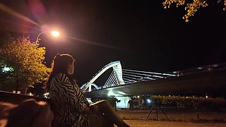 An exhibitionist came to a superslut at the spot. She doesn't know what to do with him.