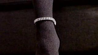 Black Ankle Strap High Heels and Pantyhose Walk