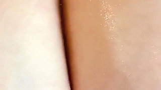 Rubbing His Cock on My Big Nipples His Precum Flowing