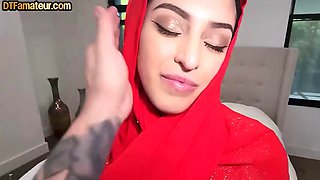 Bigtitted Arab babe riding lover in POV