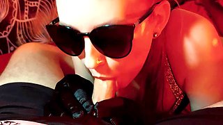 Super hot blonde Yourhoneybunny in dark gloves shows off her perfect body