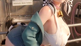 Cow girl needs to be milked or does she want to milk you?