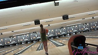 Public pov video with a blonde beauty in hot pink panties.