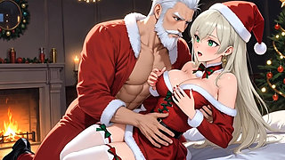 naughty Santa Punishes Submissive Mrs. Claus on Christmas Night - Hentai Anime